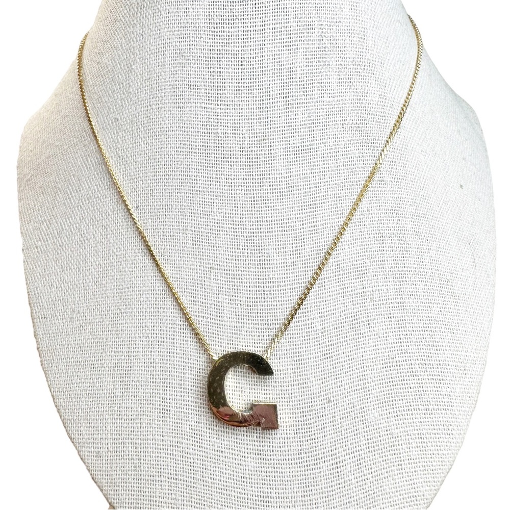 Vintage G Initial Gold Tone Pendant Necklace